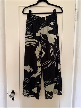 Luna Pant — Wide Leg Printed Black & Cream